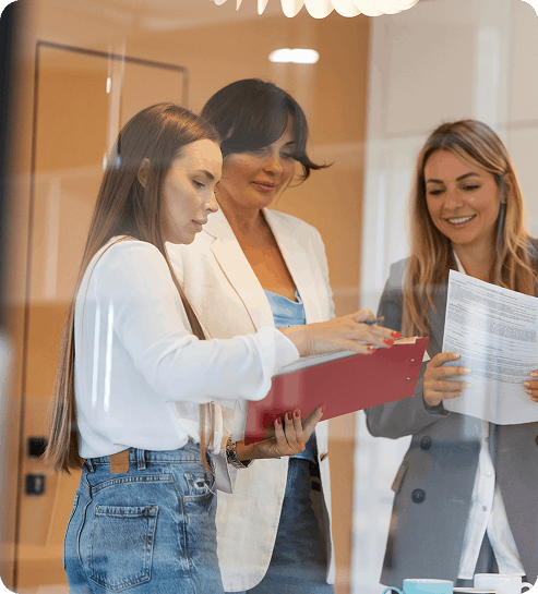 Business team reviewing paperwork